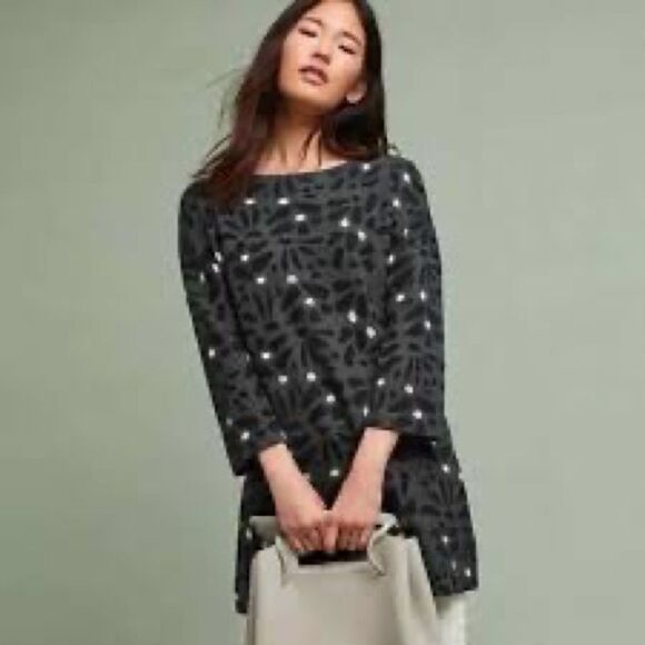 Anthropologie Field Flower Sarina Oversized Sweater Tunic Small Dark Green - Picture 2 of 8